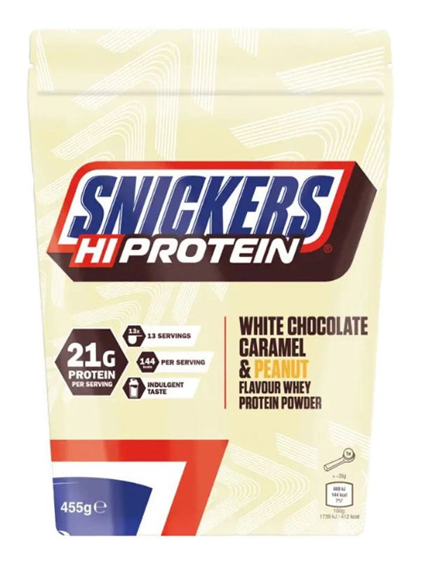 Snickers White Protein Powder 455g - White Chcolate, Caramel & Peanutt 