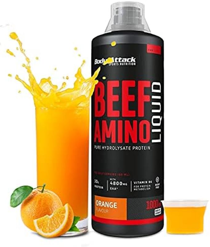 Body Attack Beef Amino Liquid 1 liter, Orange